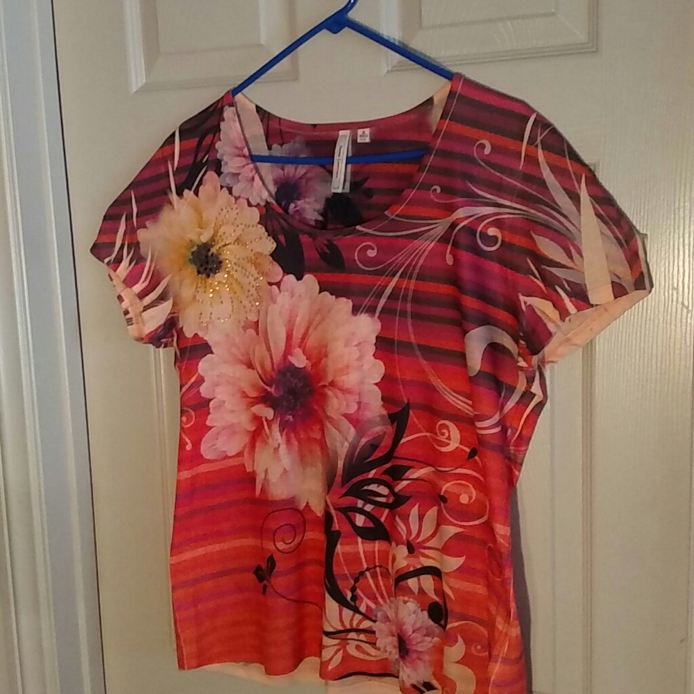 Susan Lawrence Womens Embellished XL Blouse